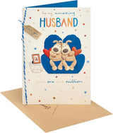 Boofles On Sofa Design Husband Birthday Card