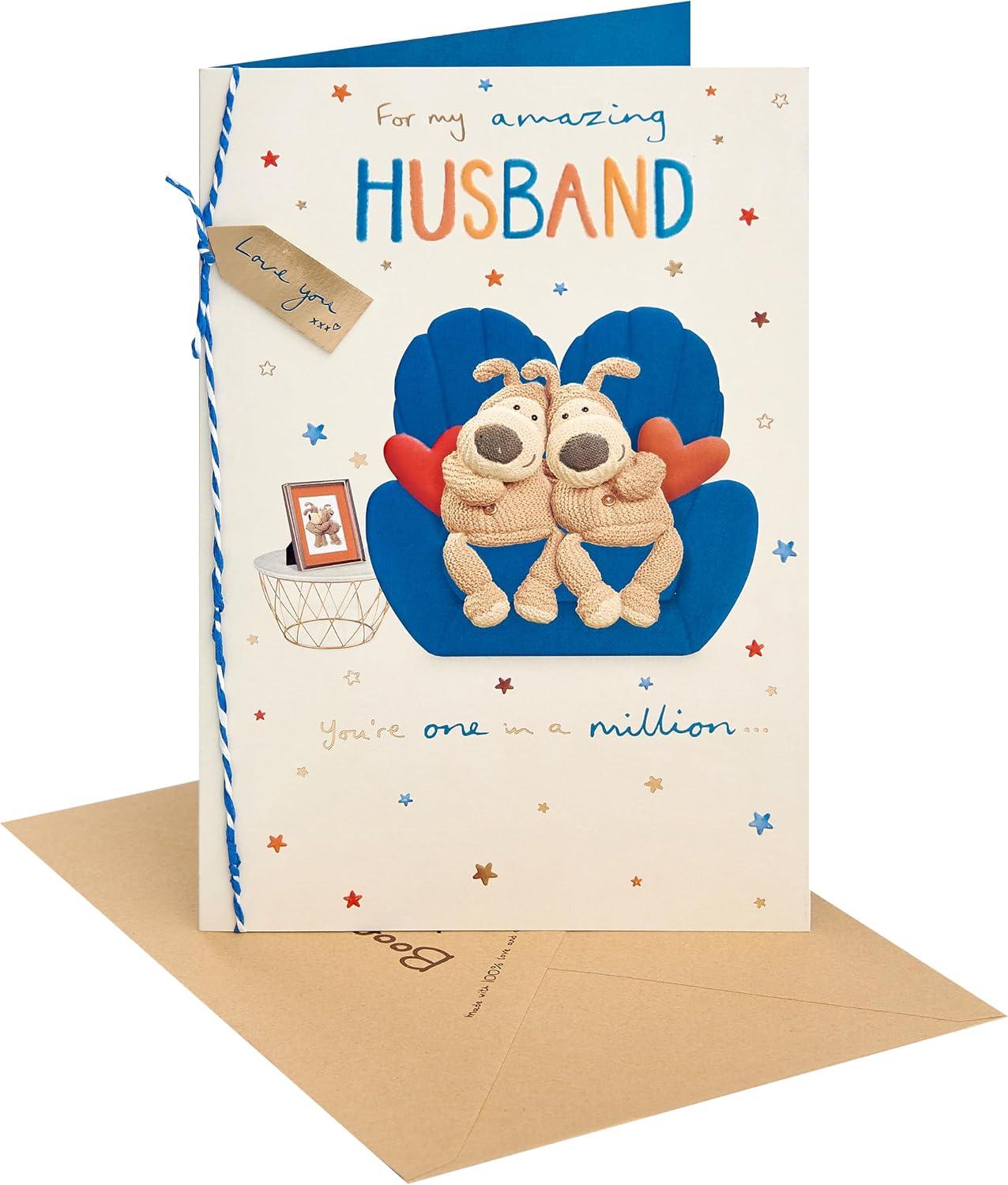 Boofles On Sofa Design Husband Birthday Card