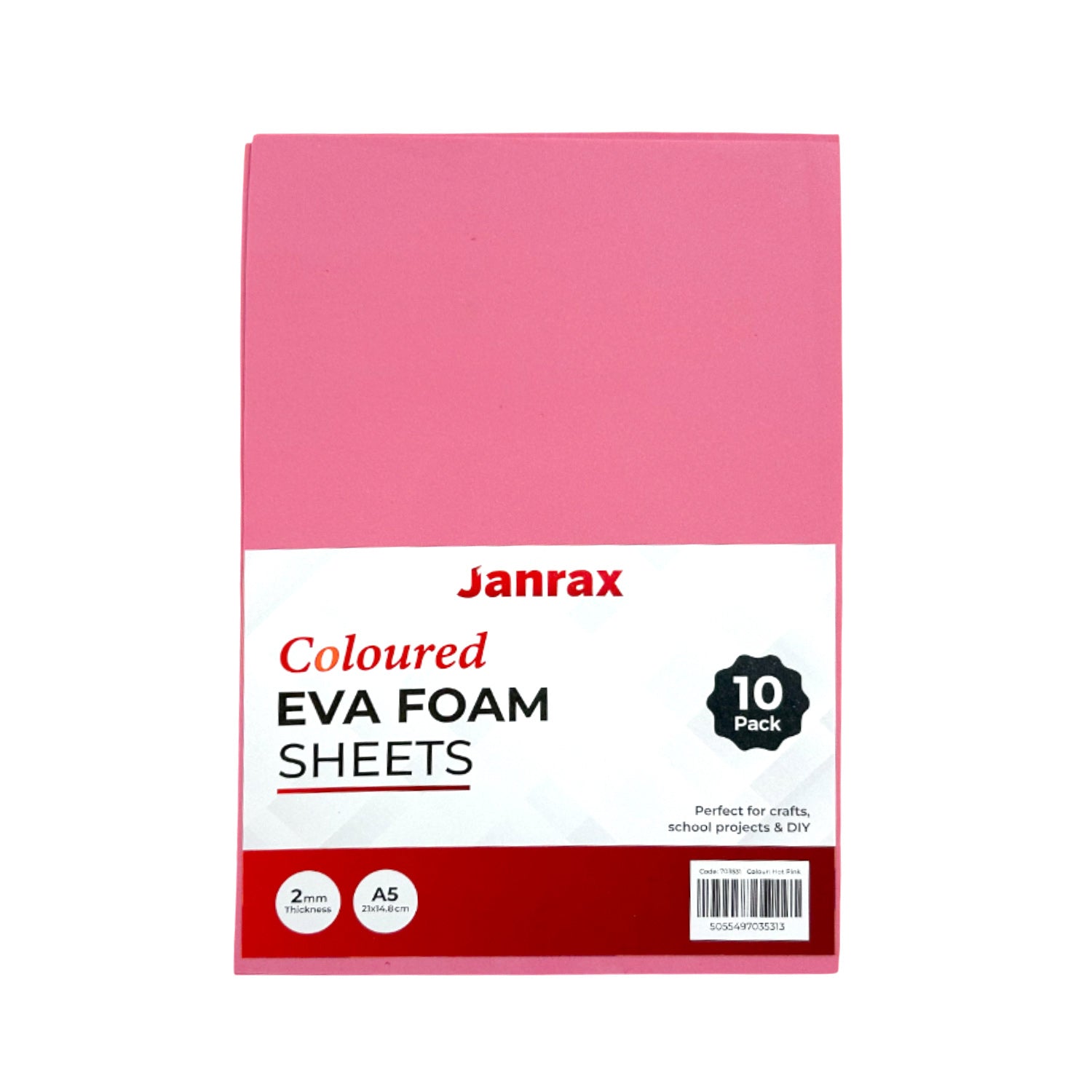Pack of 10 A5 Pink Coloured EVA Foam Sheets