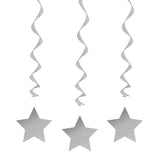 Pack of 3 26" Silver Solid Hanging Swirl Decorations