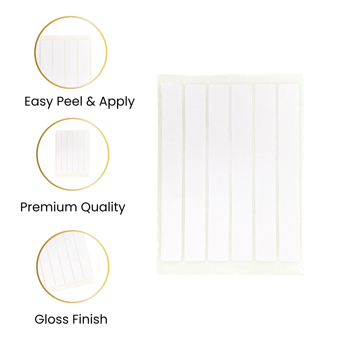 Pack of 48 White 12x102mm Rectangular Labels - Adhesive Stickers