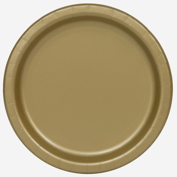 Pack of 16 Solid Gold Rould 9 inch Dinner Plates