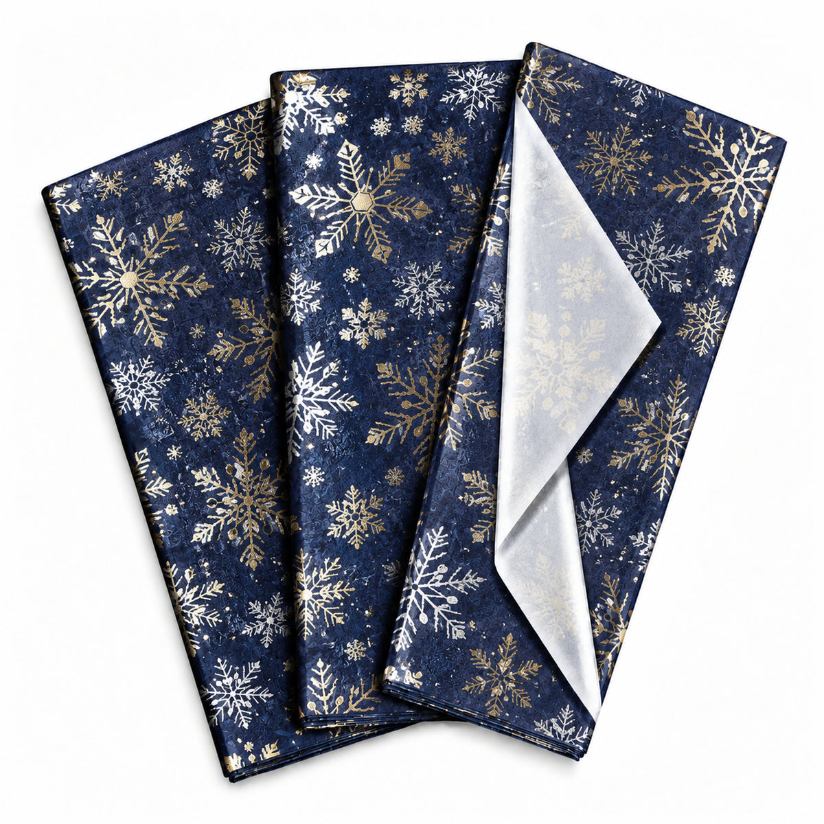Pack of 5 Winter Christmas Snowflakes Design 50 x 70 cm Luxury Silver Foil Tissue Sheets