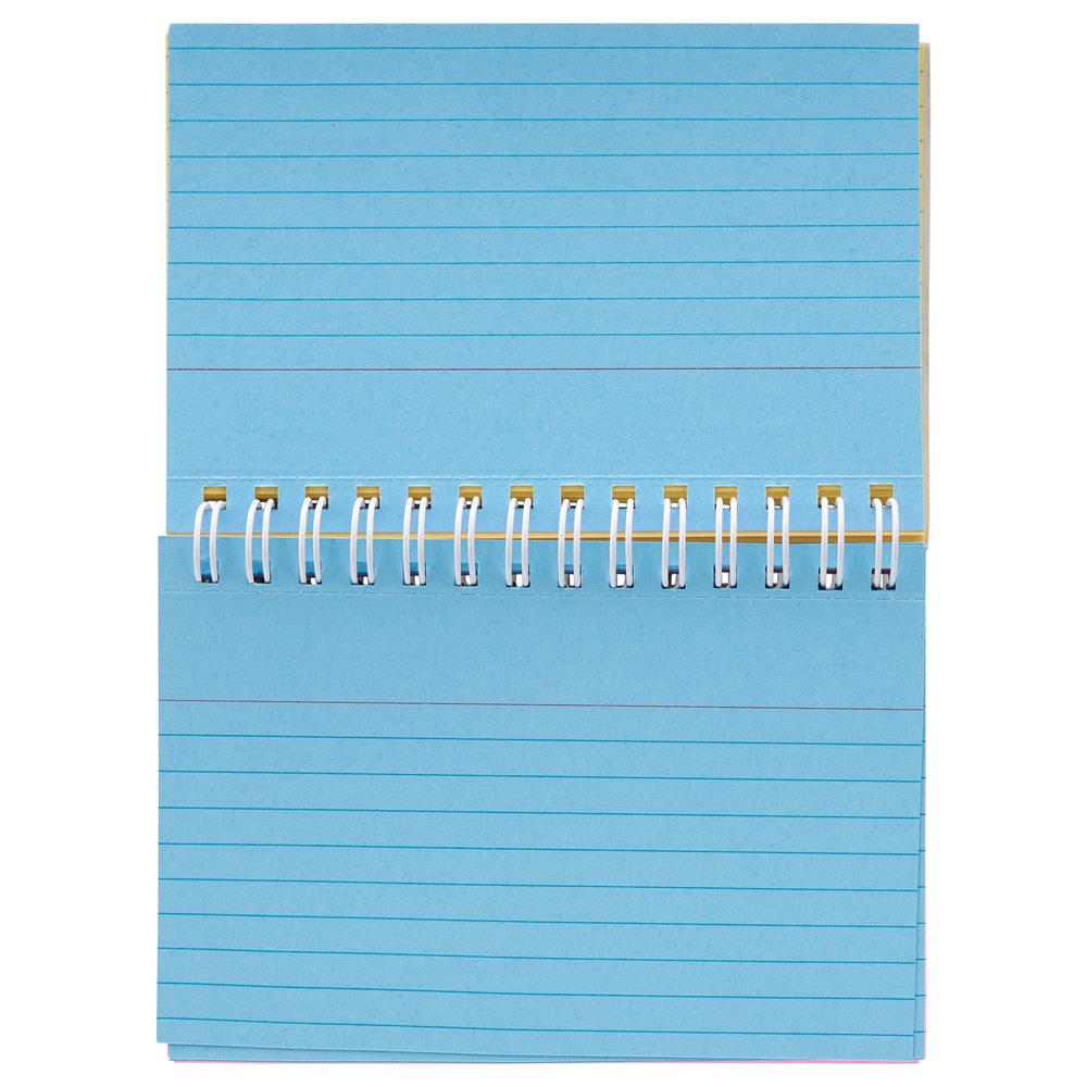 Pack of 50 5"x3" Spiral Ruled Coloured Index Cards by Concept