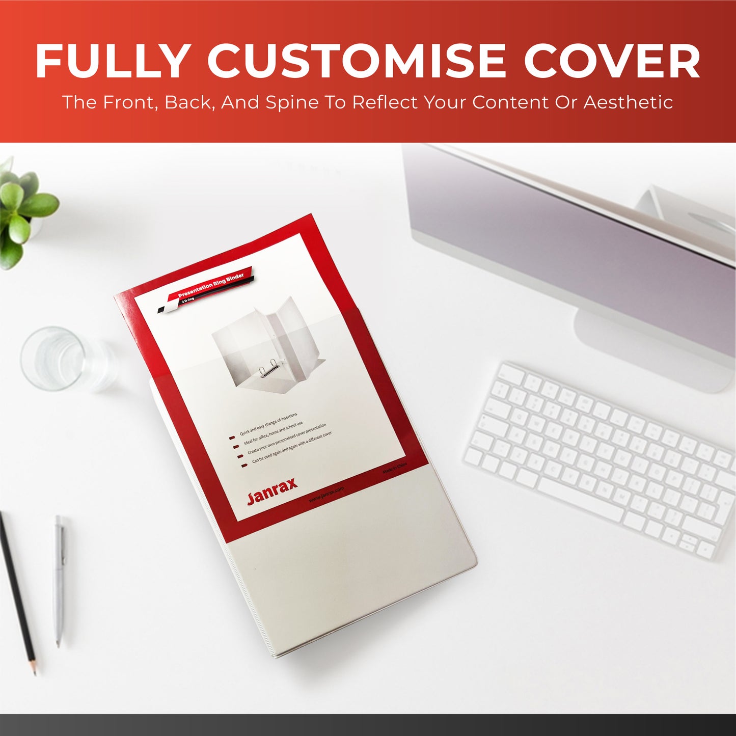 A4 White 3” (76mm) Presentation 2D Ring Binder with Fully Customisable Covers