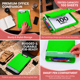 A4 Green Plastic Clipboard Box File With Pencil Holder - Storage Filing Case