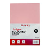 Pack of 50 A4 Assorted Pastel Coloured Card 160gsm Sheets