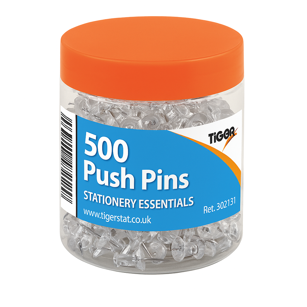 Tub of 500 Clear Push Pins