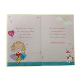 Daughter Age 2 Girl And Unicorn Design Juvenile Birthday Card With Badge