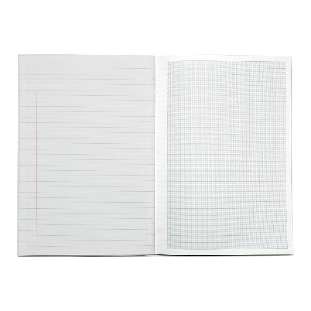 Rhino A4 64 Page Black 8mm Lined with Margin and 10mm Graph Ruling Reverse Exercise Book