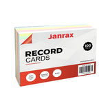 Pack of 100 Assorted Colour Ruled 5x3" Record Cards – Lined Study Index Cards for Notes, Revision