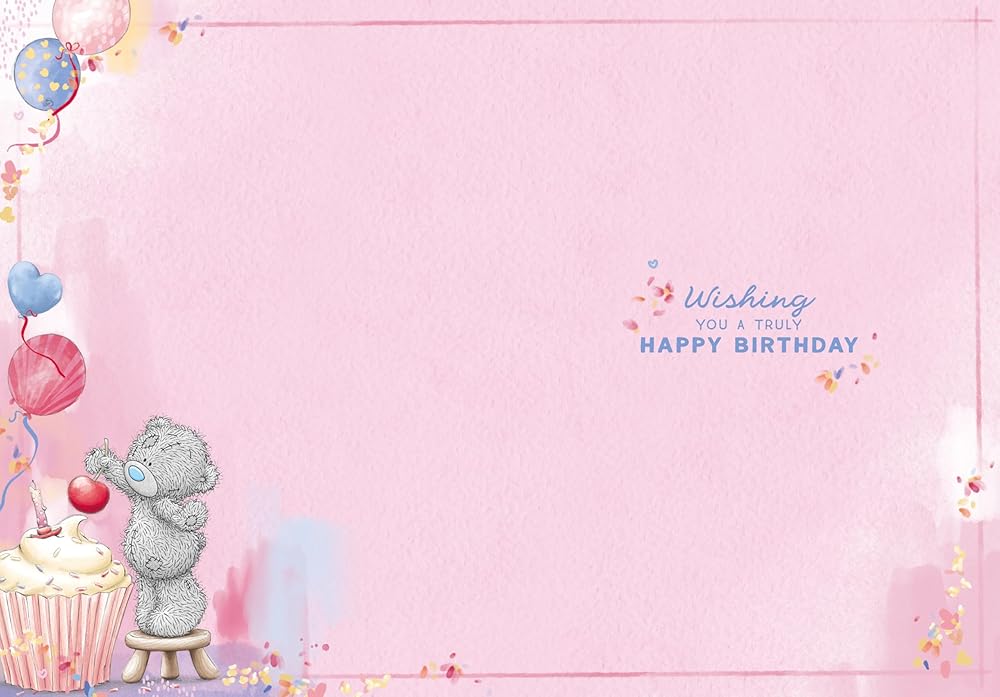 Bear With Large Cupcake Cousin Birthday Card