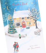 Cottage in the Snow Design Mam & Dad Christmas Card