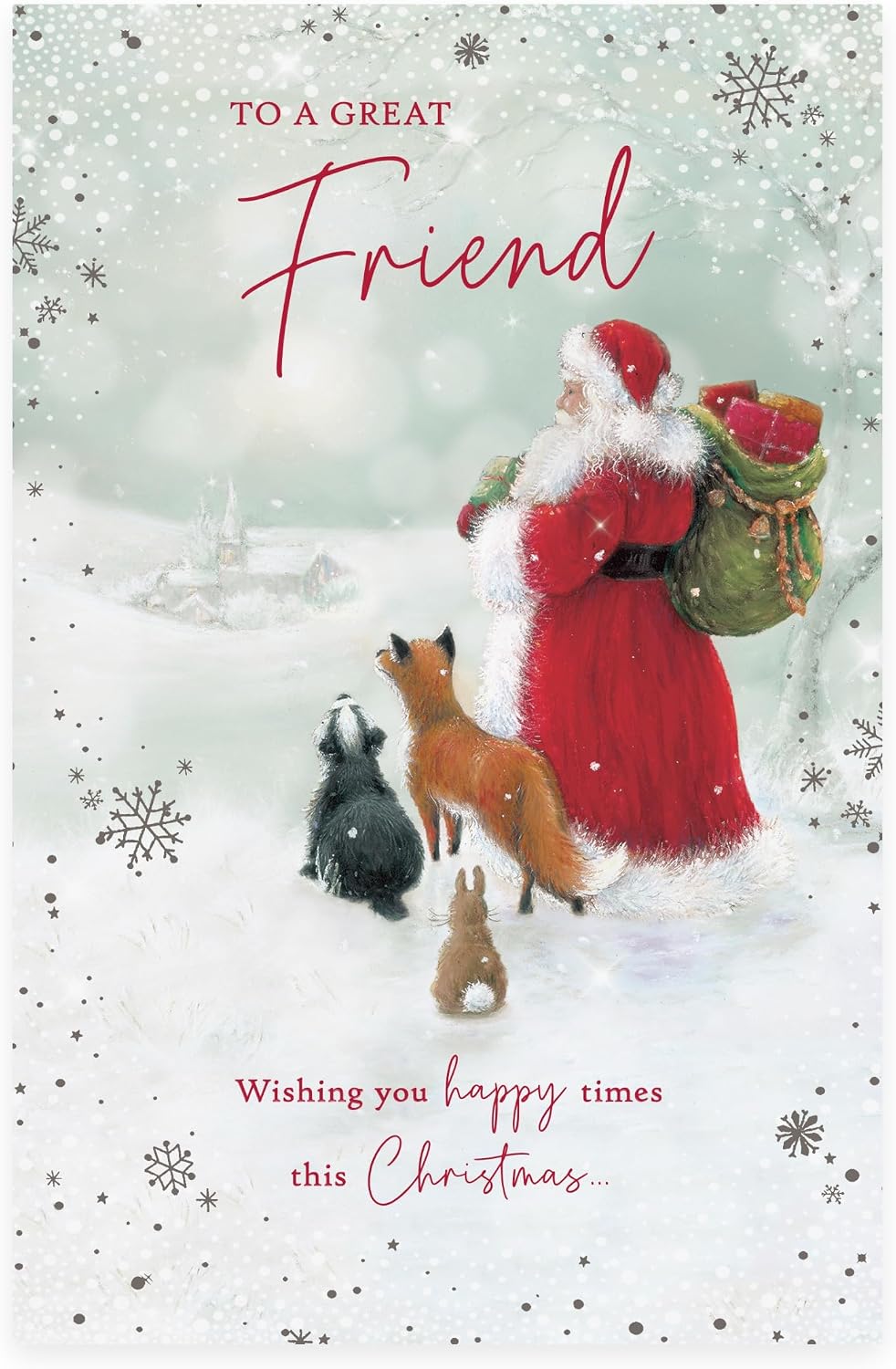 Santa and Animals Design Friend Christmas Card
