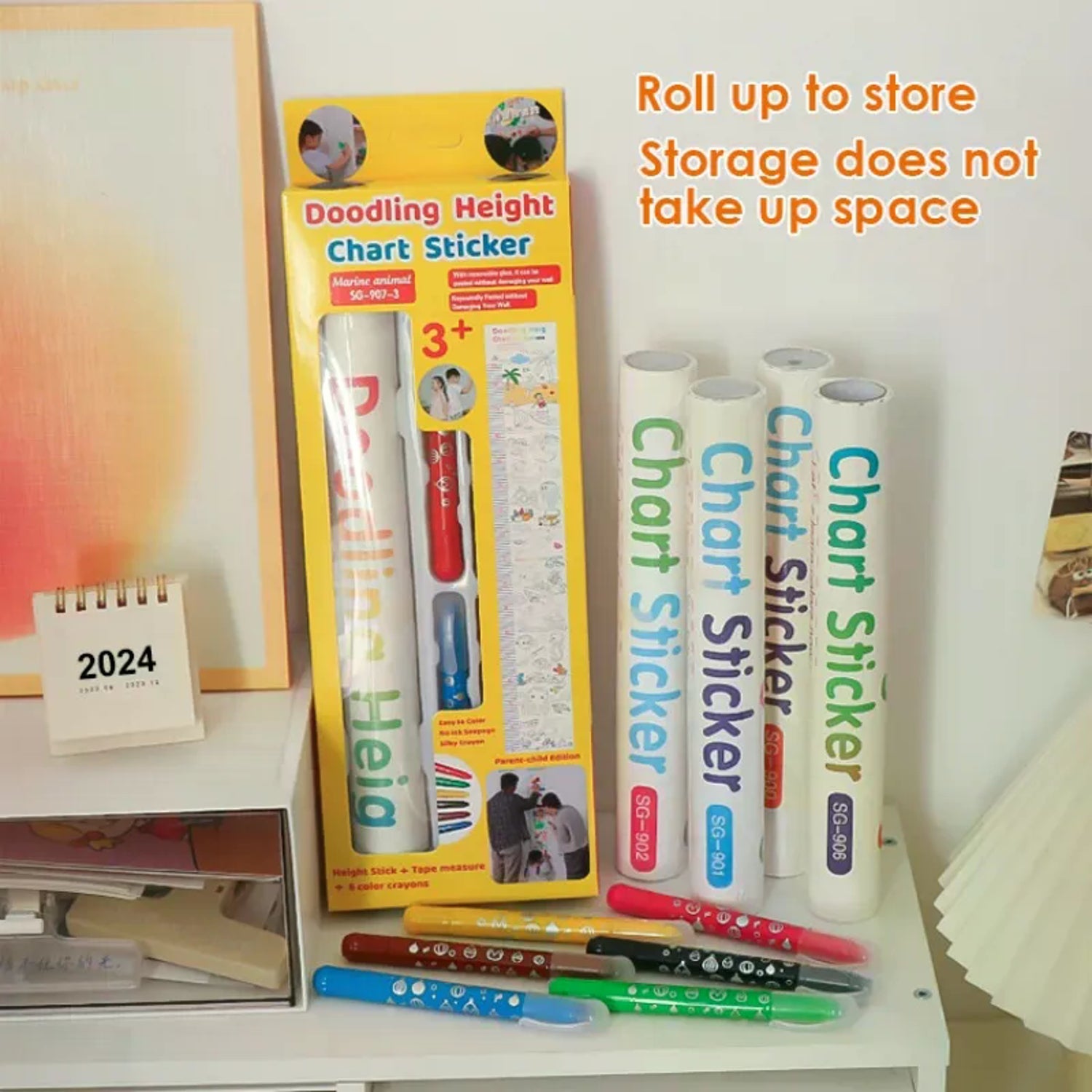 Doodling Height Chart Sticker with Removable Glue