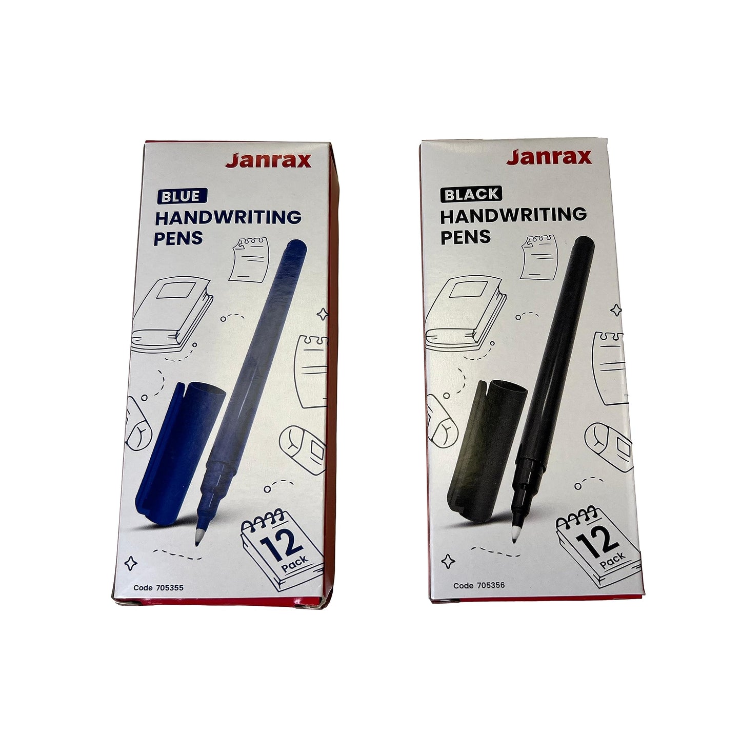 Pack of 12 Black Handwriting Pens by Janrax