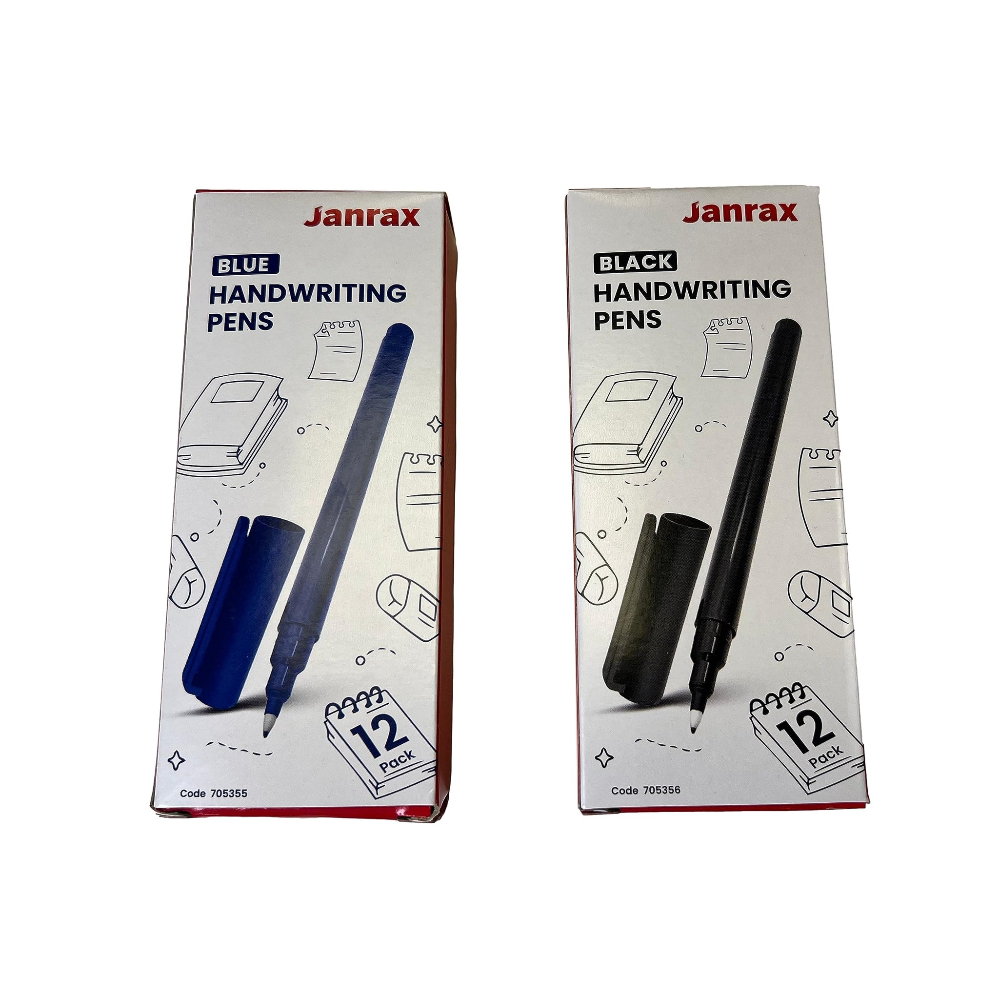 Pack of 12 Black Handwriting Pens by Janrax