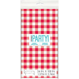 Red Gingham Rectangular Plastic Table Cover, 54"x108"