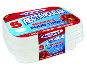 Pack of 5 Divider Rectangular Reusable Food Tubs (10cm x 6cm) {DC}