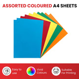 Pack of 50 A4 Assorted Primary Coloured Card 160gsm Sheets