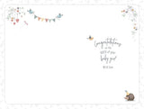 Bear Sleeping In Basket Birth Baby Girl Congratulations Card