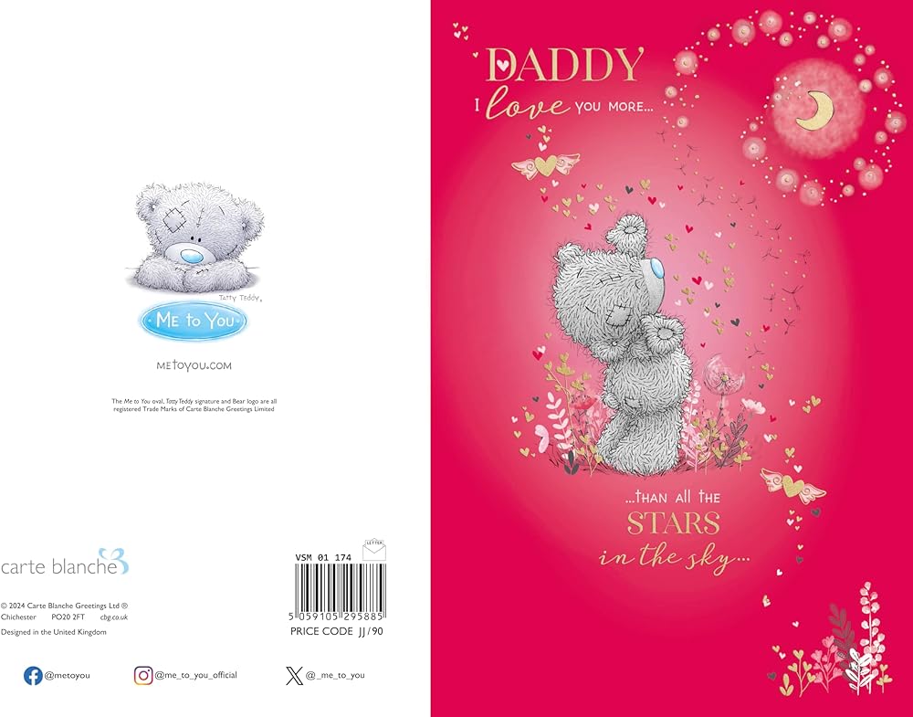 Bear Looking Up At The Moon Daddy Valentine's Day Card