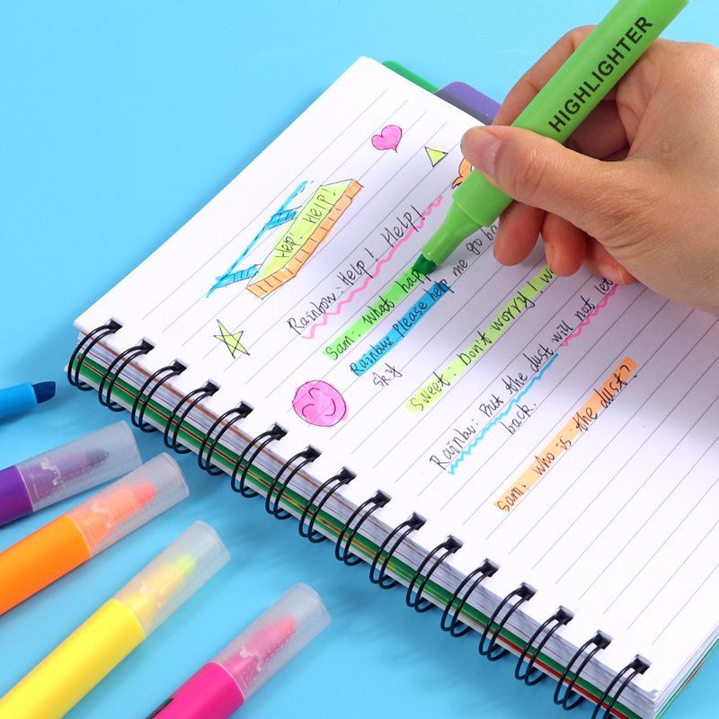 Pack of 6 Colour Highlighter Marker Pens