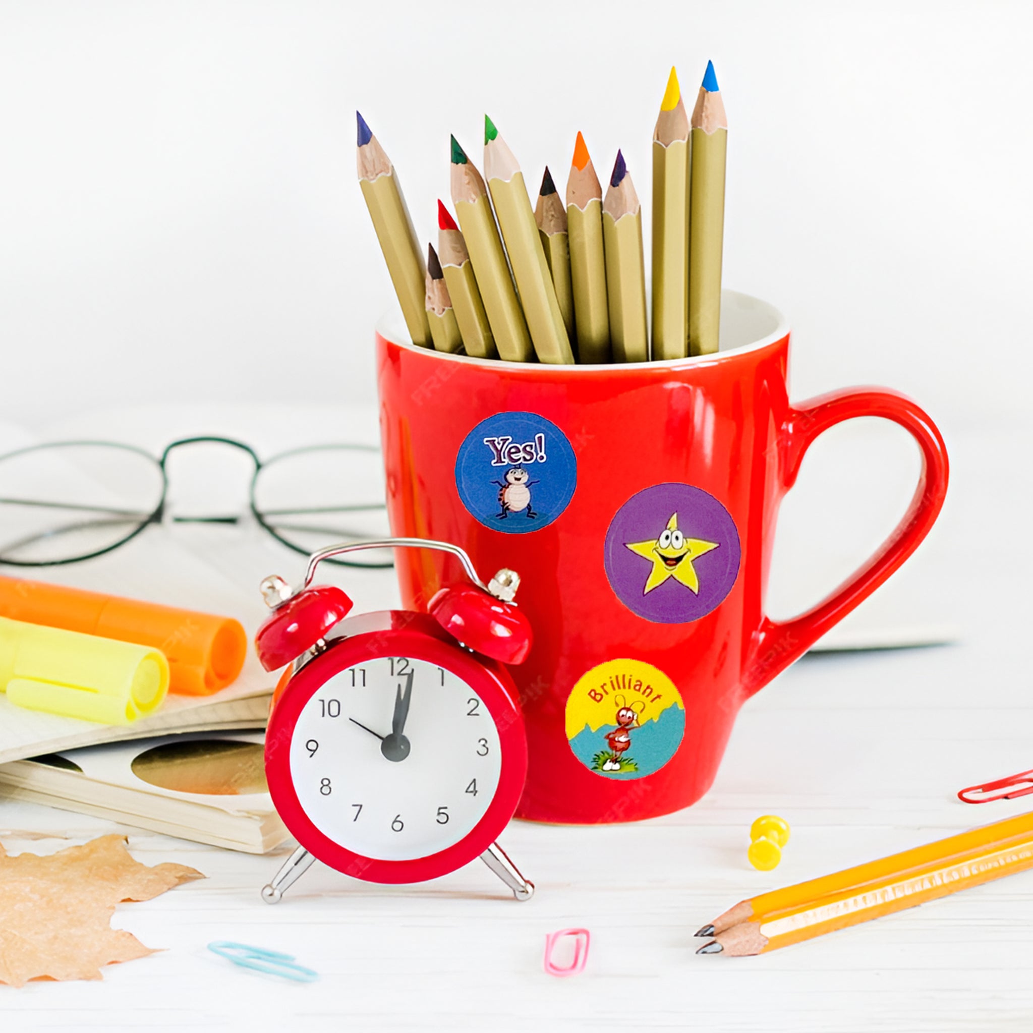 Pack of 27 Motivational Bugs 24mm Round Self-Adhesive Labels