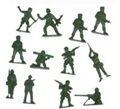 Bag of 50 Traditional Green Plastic Toy Soldiers for Army Military War Games