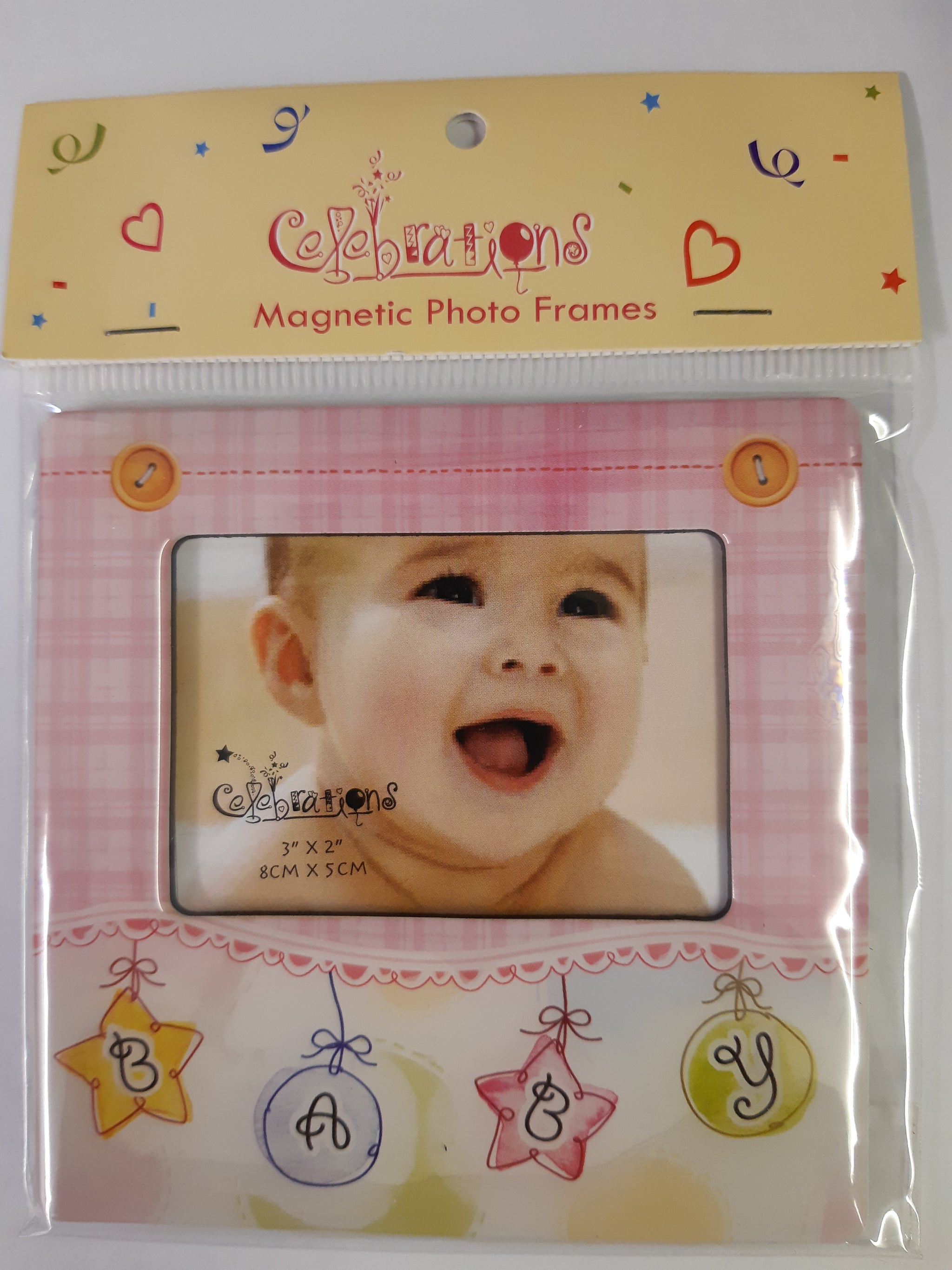 Celebrations Pack 6 Magnetic Frame 3" x 2" - Baby Pink