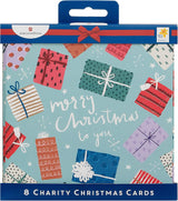 Multipack of 8 Bright Presents Design Charity Christmas Cards with Envelope
