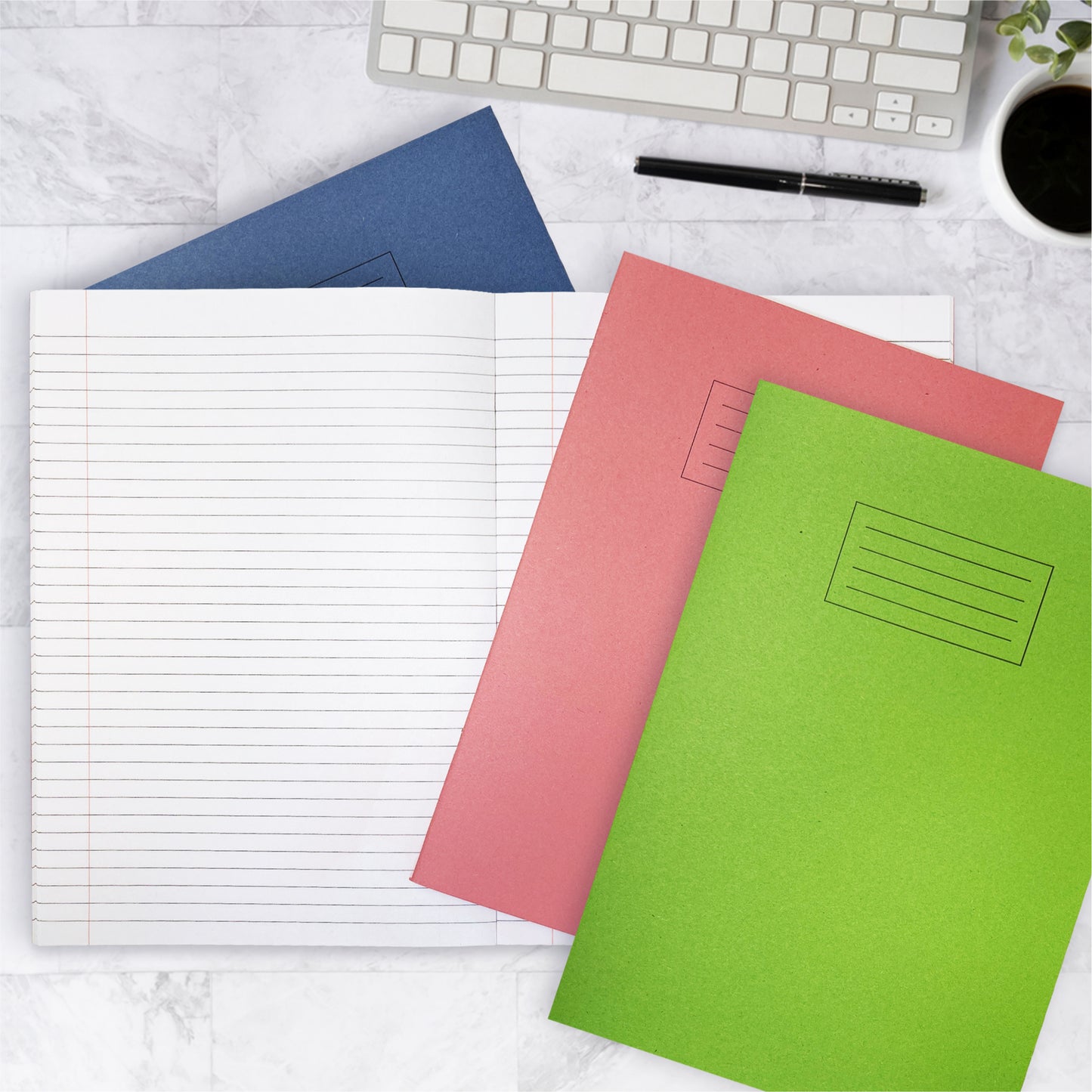 Janrax A4 Light Blue 80 Page Feint Ruled with Margin Exercise Book WF Paper with 225gsm Manilla Cover