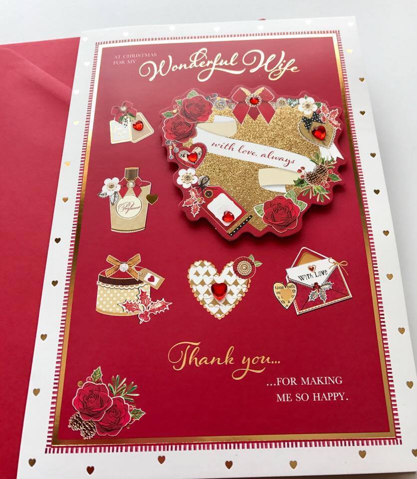 My Wonderful Wife - Luxury Decorative Hand Made Christmas Card 