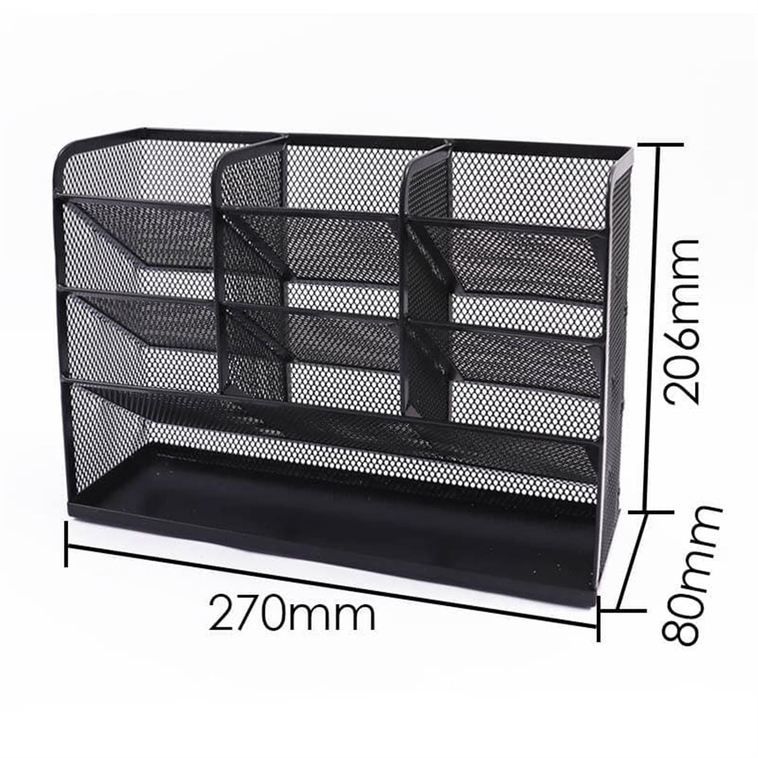 4 Tier Vertical Black Detachable Metal Mesh Organizer 27 x 8 x 20.6cm