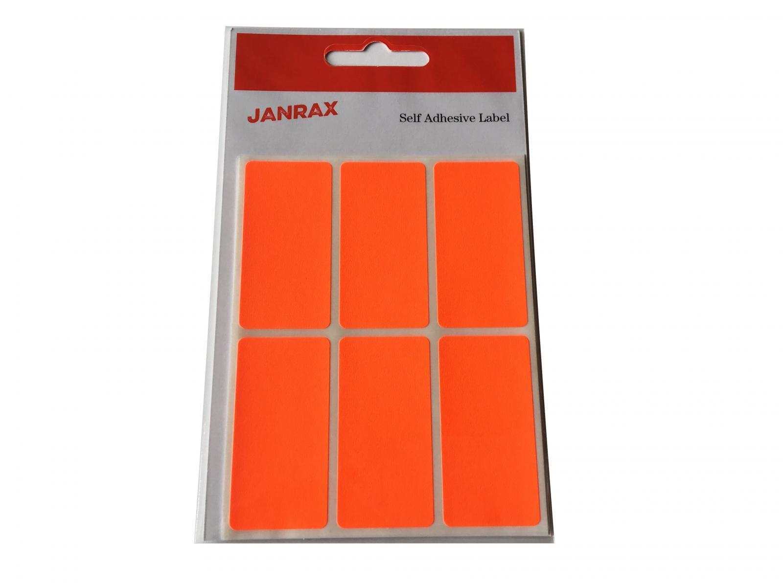Pack of 24 Fluorescent Red 25x50mm Rectangular Labels - Adhesive Stickers