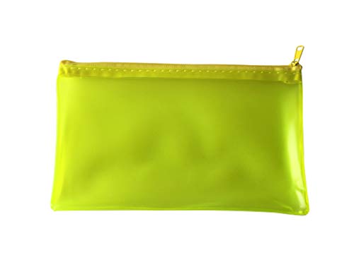 8x5" Frosted Yellow Pencil Case - See Through Exam Clear Translucent