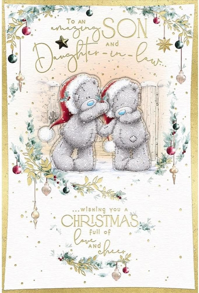 Bears In Santa Hats Son & Daughter in Law Handmade Christmas Card
