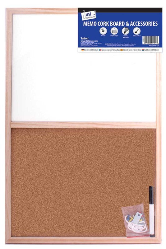 Tallon Just Stationery 400x600mm Split White/Cork Board