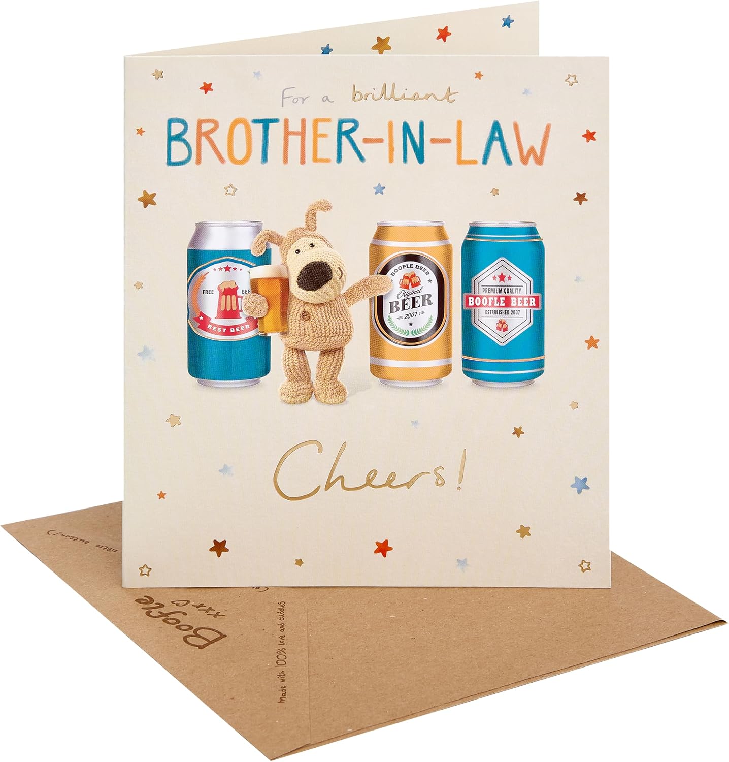 Boofle with Beer Can Brother In Law Birthday Card