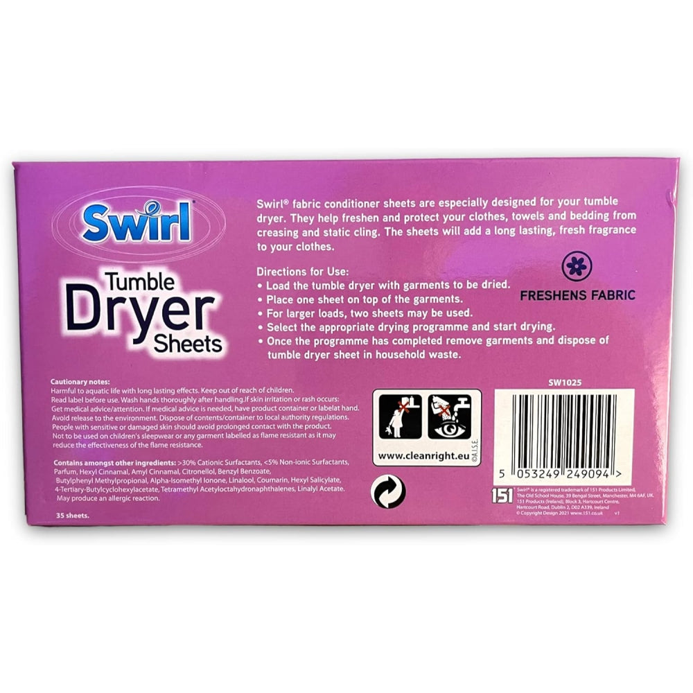 Pack of 35 Swirl Laundry Sheets Spring Fresh
