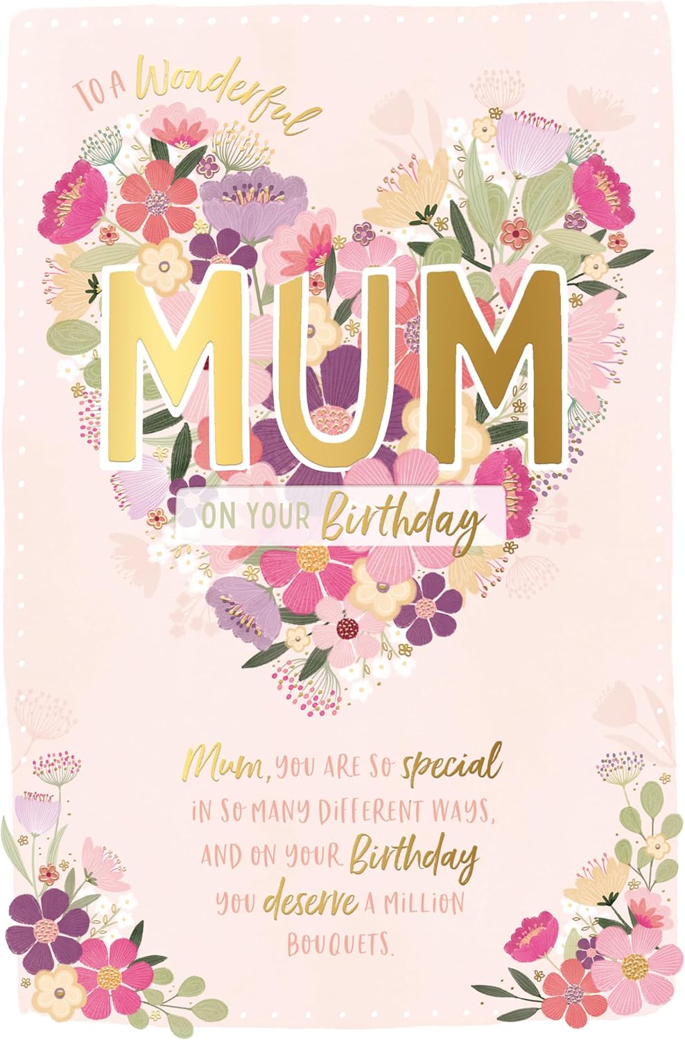 Floral Heart Wonderful Mum Luxury Birthday Card