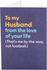 Funny Football Design Husband Birthday Card