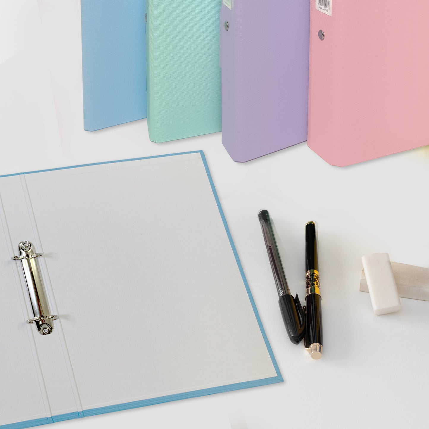 A4 Pastel Pink Paper Over Board Ring Binder by Janrax
