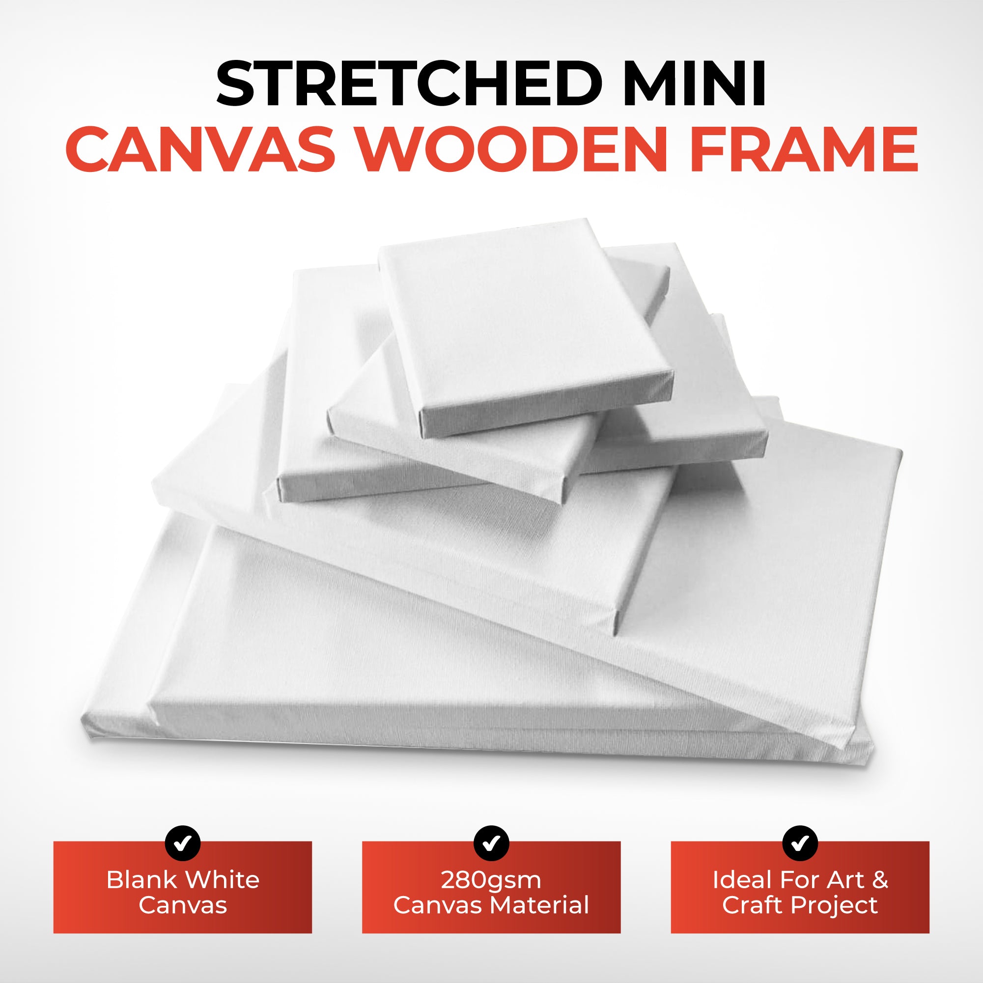 Set of 14 Assorted Sizes Blank White Stretched Board Art Frame 280gsm Canvas By Janrax
