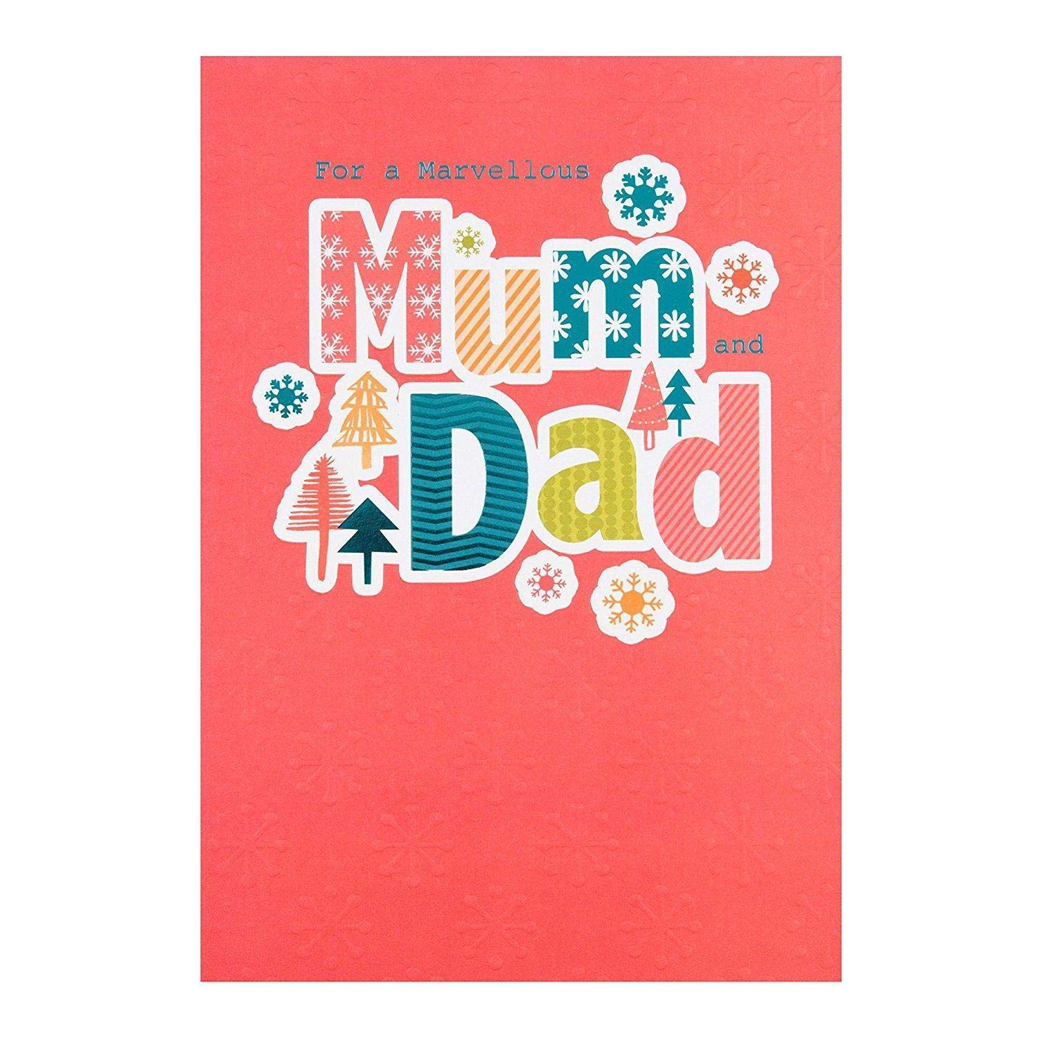 Hallmark Medium Mum and Dad "Marvellous" Christmas Card 