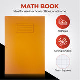 Janrax A4 Orange 80 Page 7mm Squared Paper Exercise Book WF Paper with 225gsm Manilla Cover