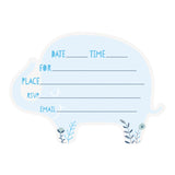 Pack of 8 Blue Floral Elephant Invitations