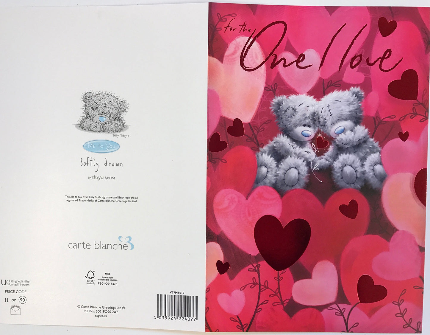 One I Love Hearts Me to You Bear Valentine's Day Card