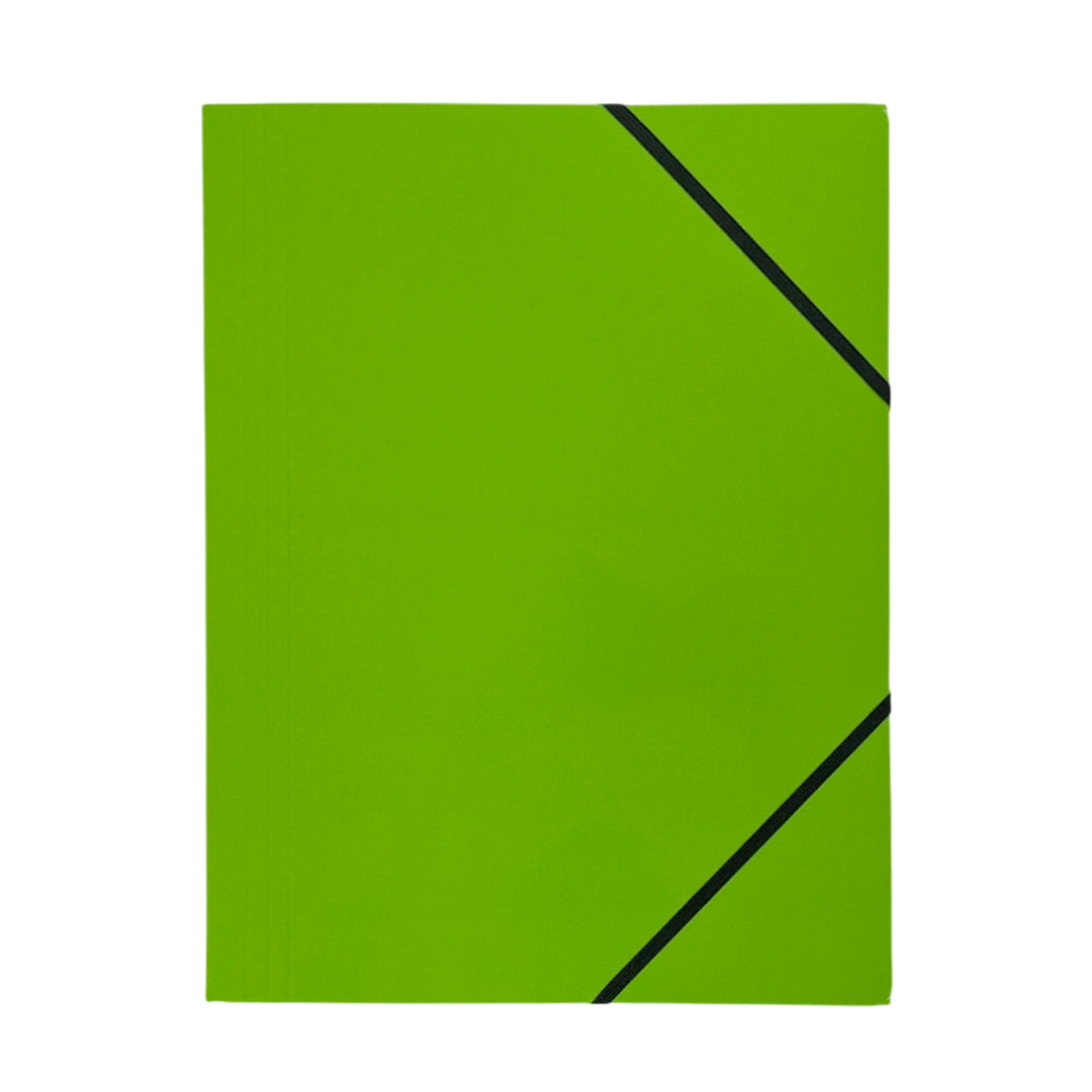 Janrax A4 Green Laminated Card 3 Flap Folder with Elastic Closure