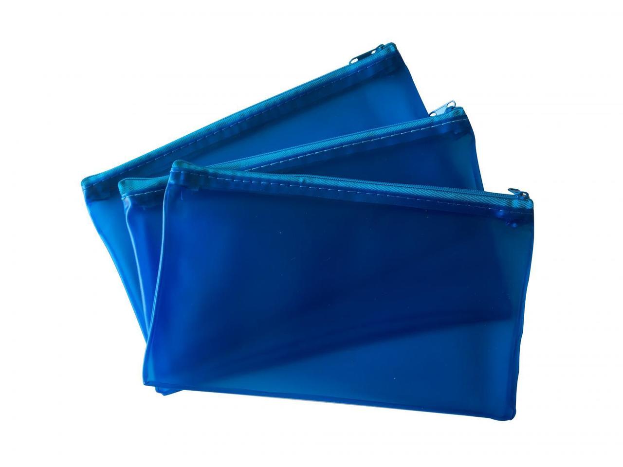 8x5" Frosted Blue Pencil Case - See Through Exam Clear Translucent
